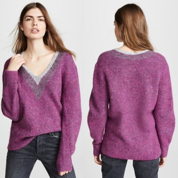 rag & bone Alpaca Purple Jonie V-Neck Sweater Small